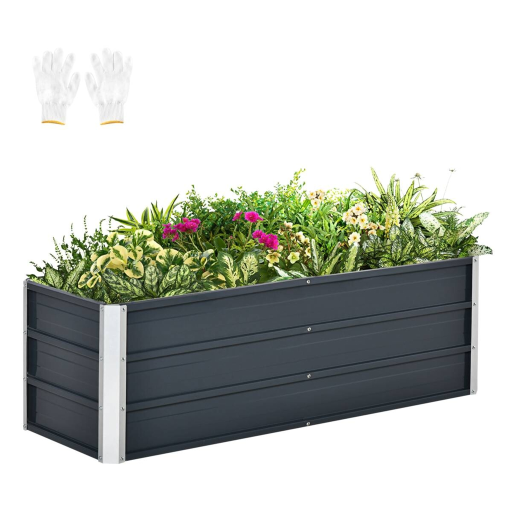 Outsunny Gartenbeet mit Handschuhe grau B/H/L: ca. 47x40x125 cm