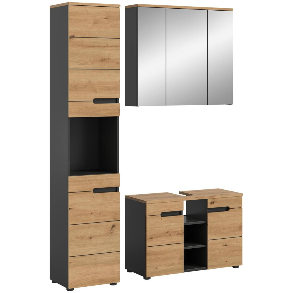 Badezimmer-Set Canu Basalt Eiche Artisan Nachbildung B/H/T: ca. 133x193x34 cm