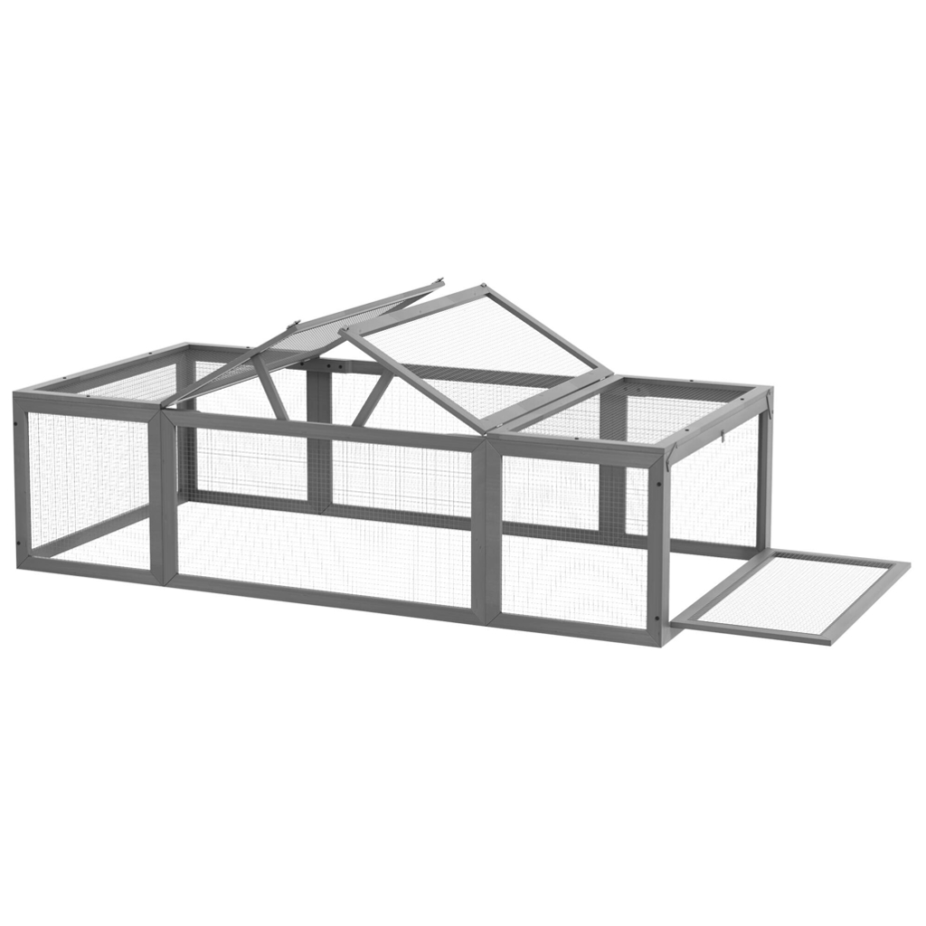 PawHut Kaninchenstall grau Stahl B/H/L: ca. 90x48x180 cm