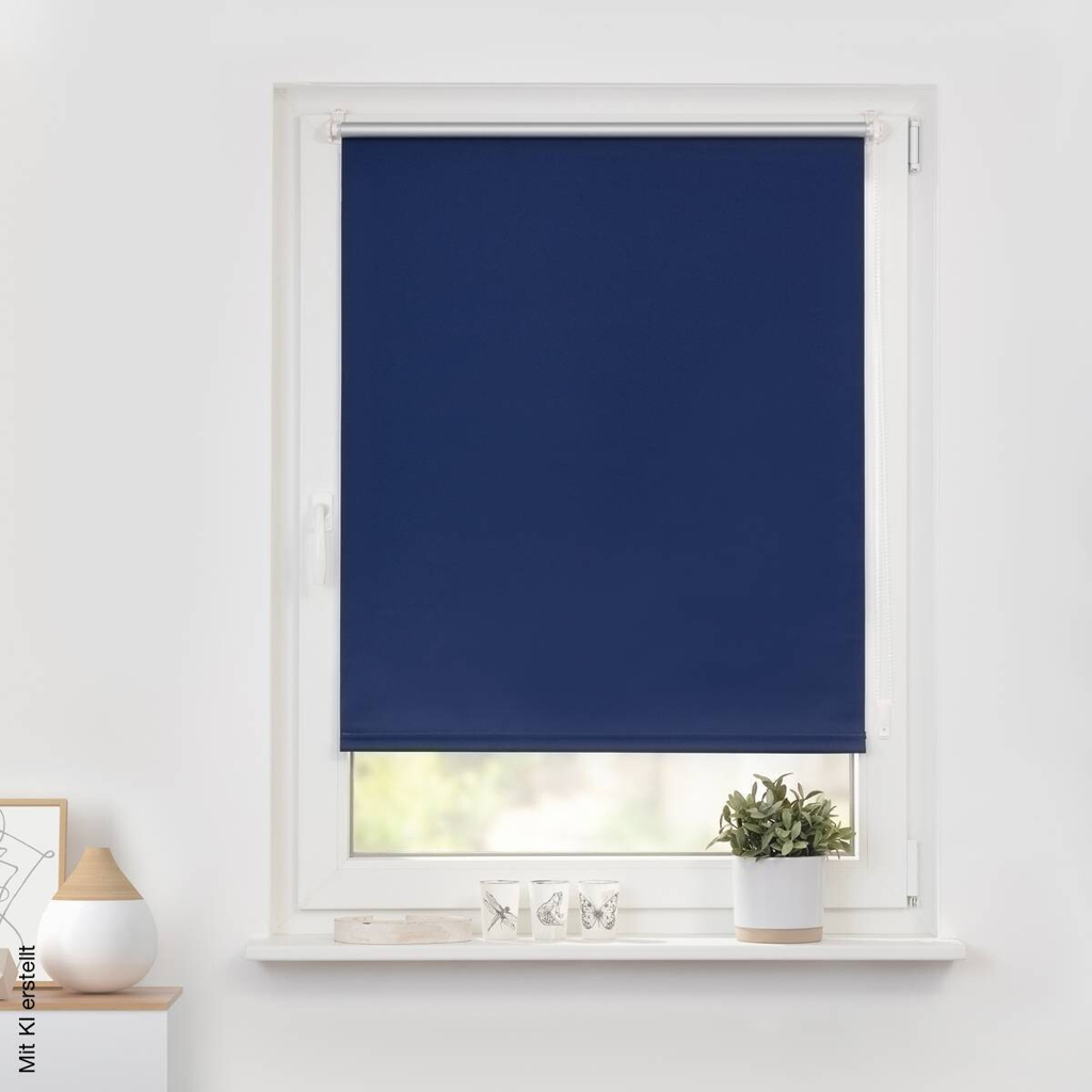 LICHTBLICK Thermo Klebe-/Klemmrollo Verdunklungsqualität blau B/L: ca. 90x220 cm 596136000