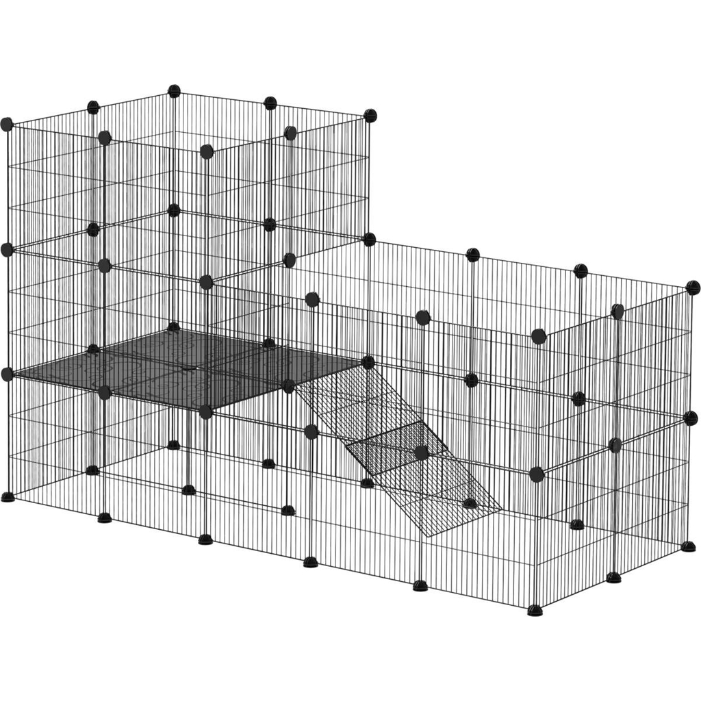 PawHut Kleintiergehege schwarz Stahl B/H/L: ca. 70x105x140 cm