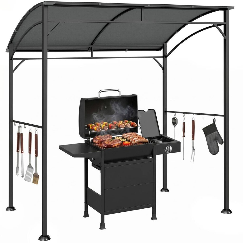 Outsunny Pavillon dunkelgrau Metall B/H/L: ca. 150x220x215 cm