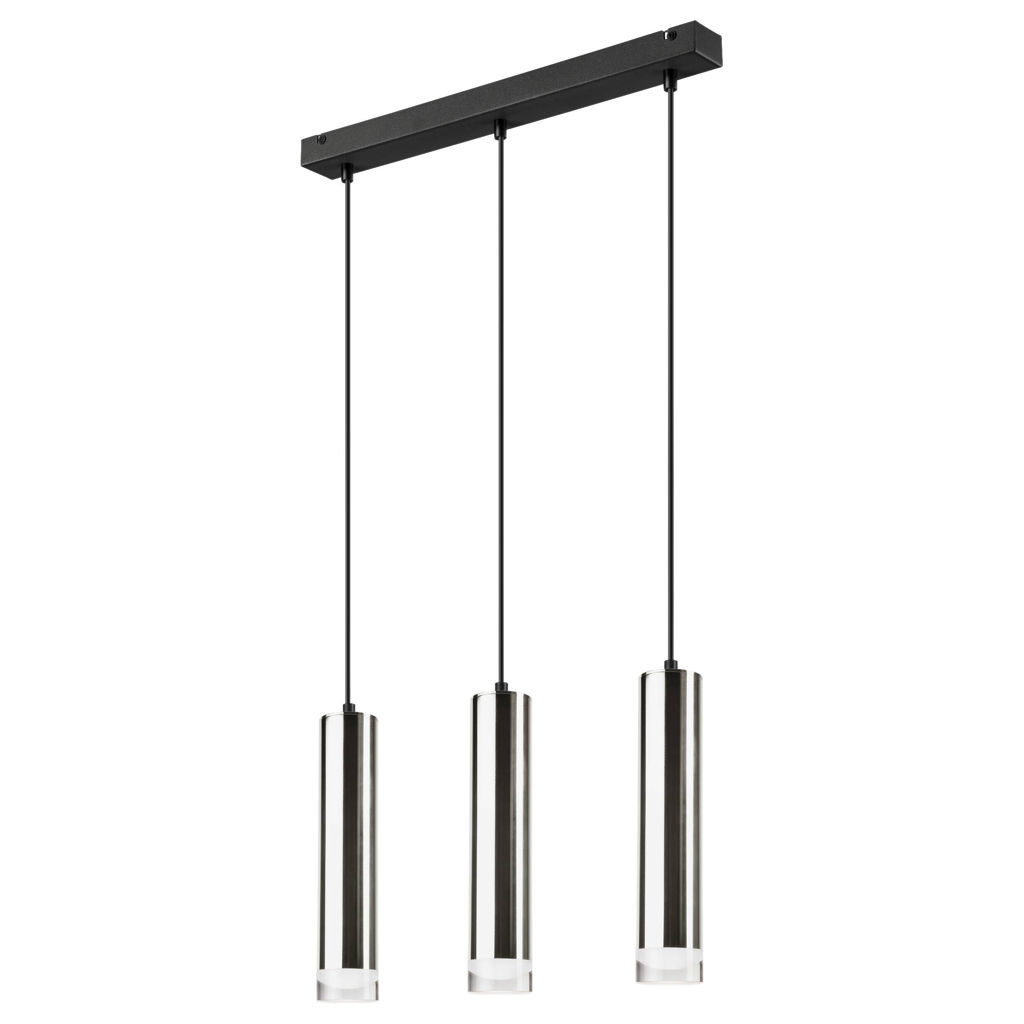 Lamkur Pendelleuchte schwarz Stahl B/H/L: ca. 8x90x50 cm E27 3 Brennstellen