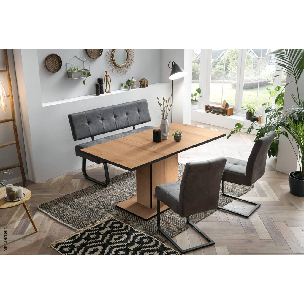 Essgruppe Luise I Eiche anthrazit Microfaser B/H/T: ca. 160x76x80 cm