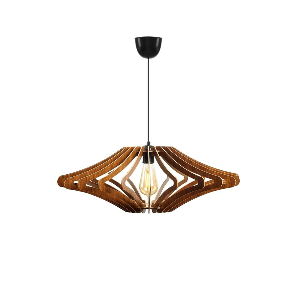 Opviq Pendelleuchte nussbaum MDF B/H/T/L/D: ca. 59x55x59x59x59 cm E27 1 Brennstellen