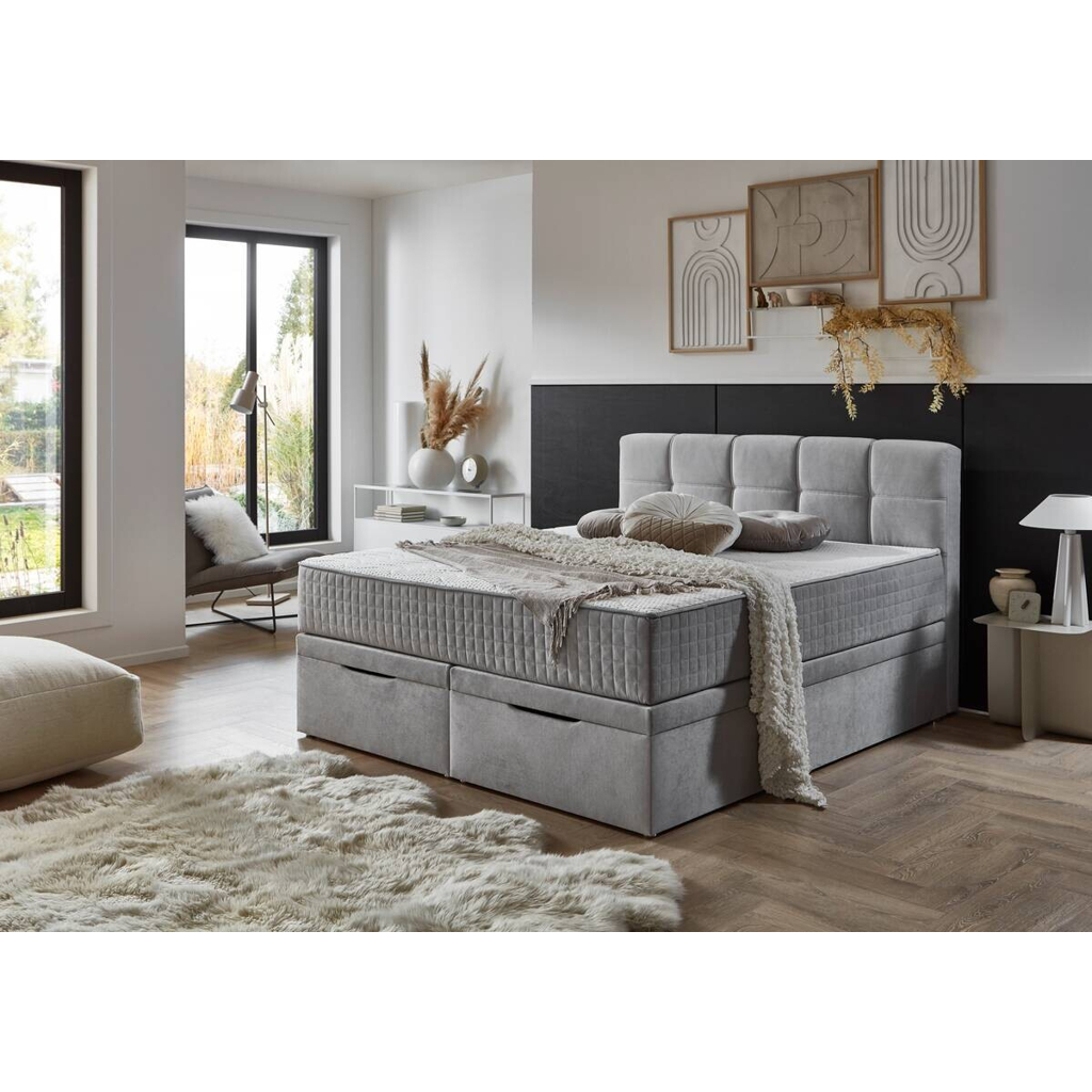 Boxbett Lugano silber Liegefläche B/L: ca. 180x200 cm