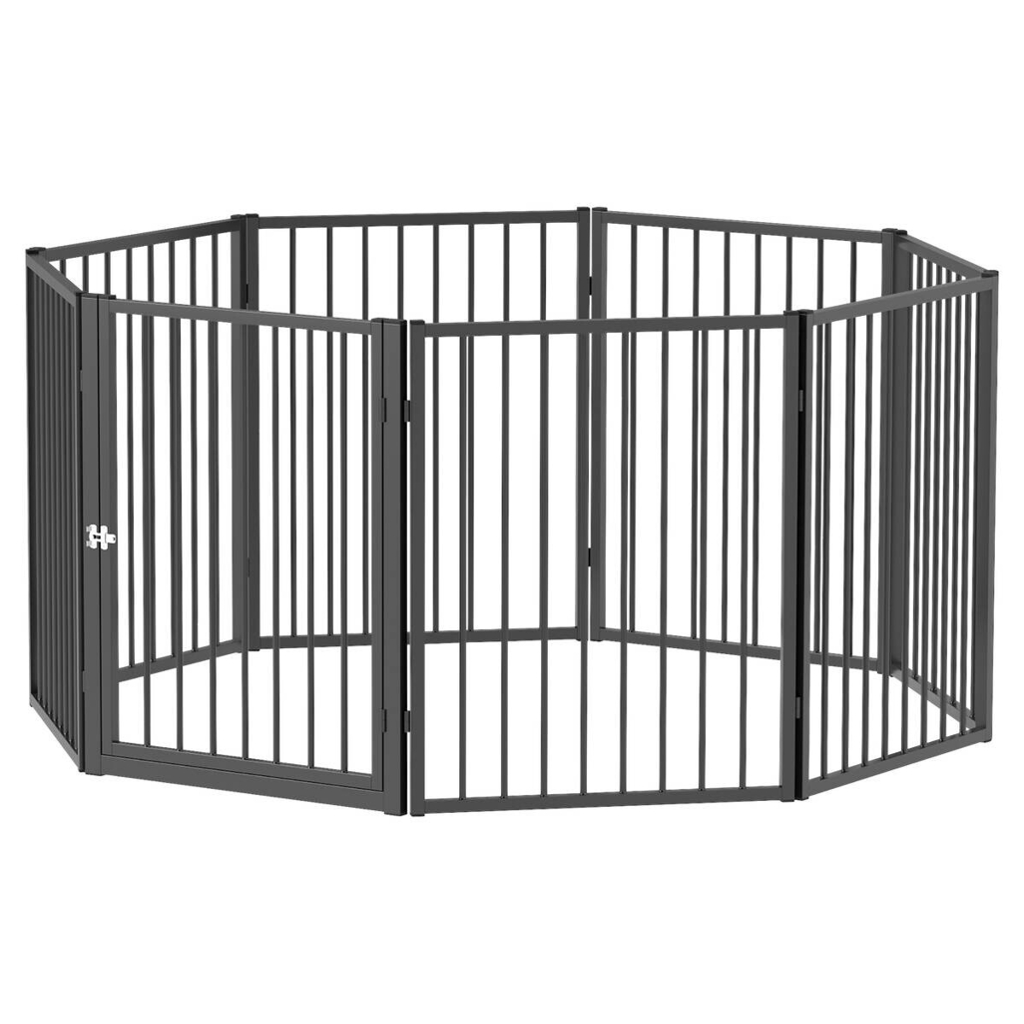 PawHut Welpenauslauf schwarz Stahl B/H/L: ca. 120x76x240 cm