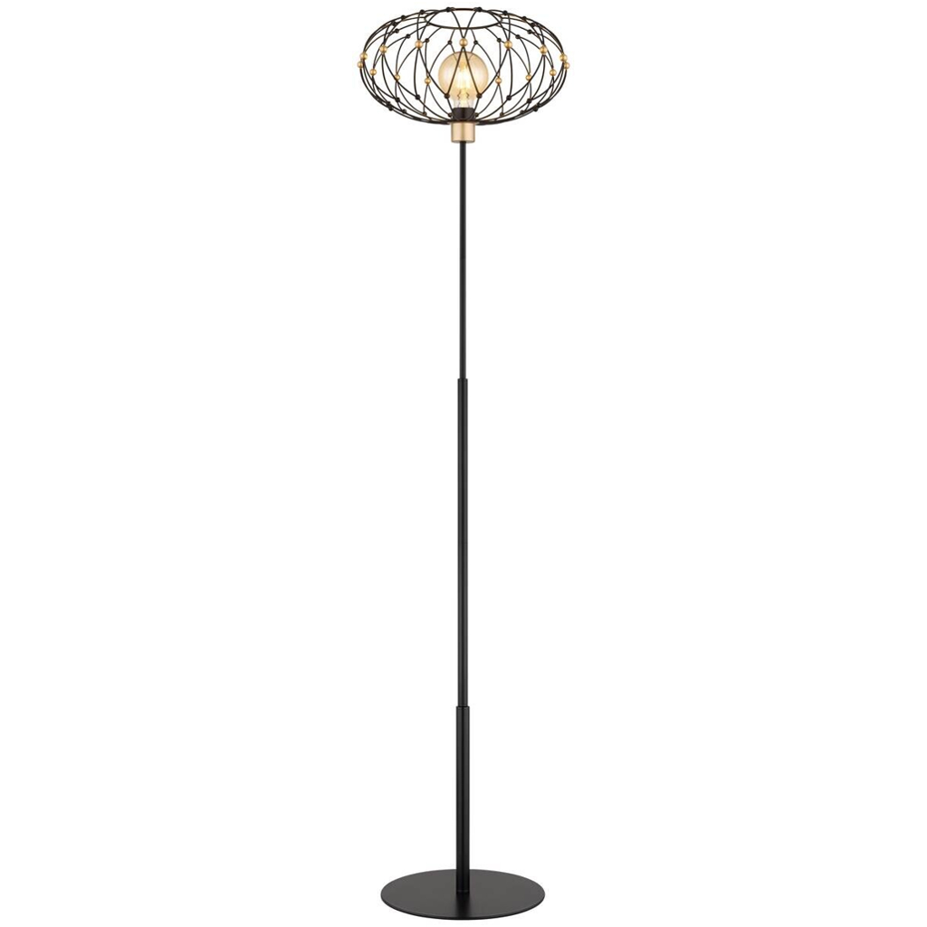 GLOBO Stehlampe mattschwarz Metall H/D: ca. 162x40 cm E27 1 Brennstellen