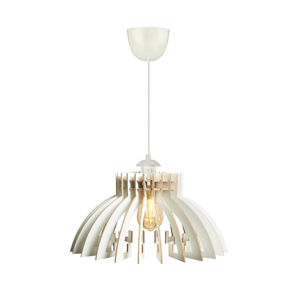 Opviq Pendelleuchte weiß MDF B/H/T/L/D: ca. 39x55x39x39x39 cm E27 1 Brennstellen