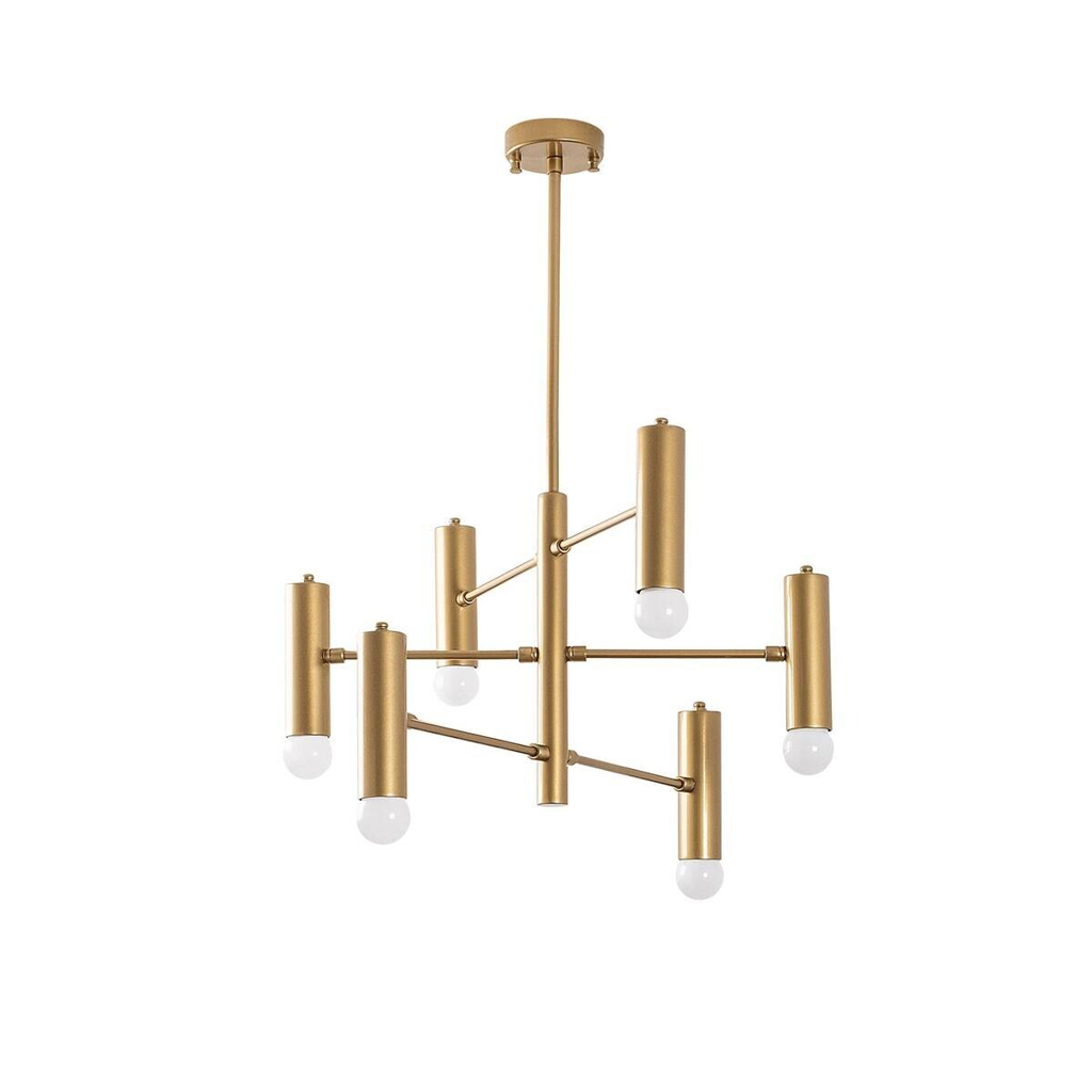 Opviq Pendelleuchte gold Metall B/H/T/L/D: ca. 55x73x55x55x55 cm E27 6 Brennstellen