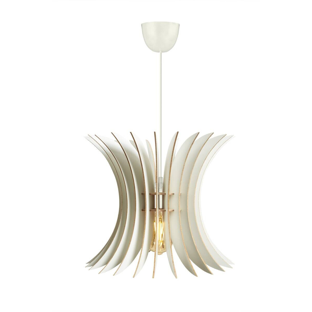 Opviq Pendelleuchte weiß MDF B/H/T/L/D: ca. 35x65x35x35x35 cm E27 1 Brennstellen
