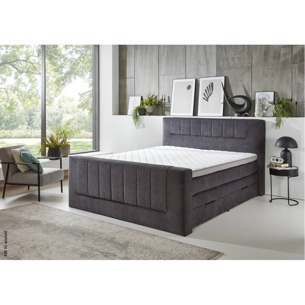 Boxspringbett Kenosha anthrazit Liegefläche B/L: ca. 180x200 cm