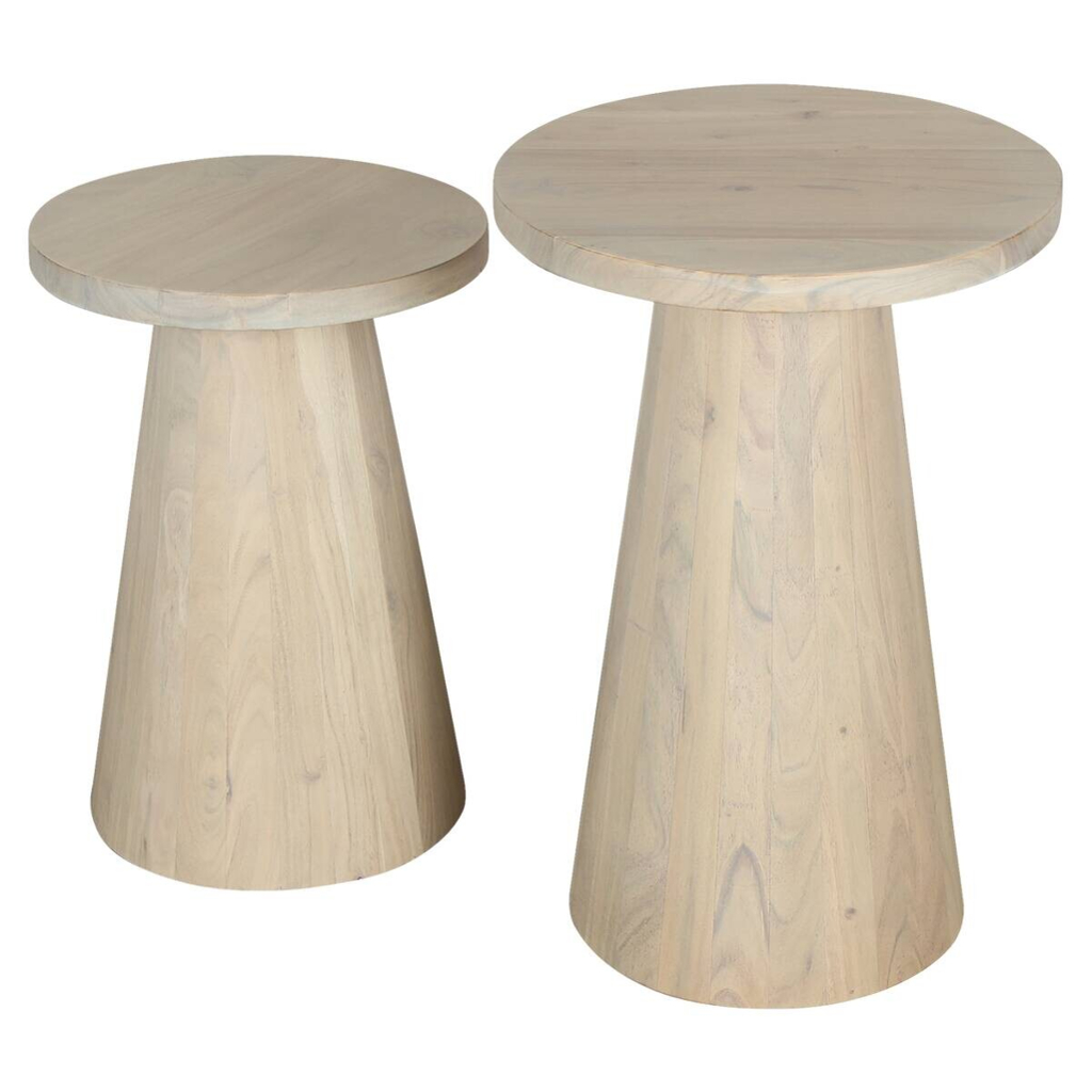 Beistelltisch CONE, 2er-Set weiß gekälkt Akazie H/D: ca. 60x40 cm