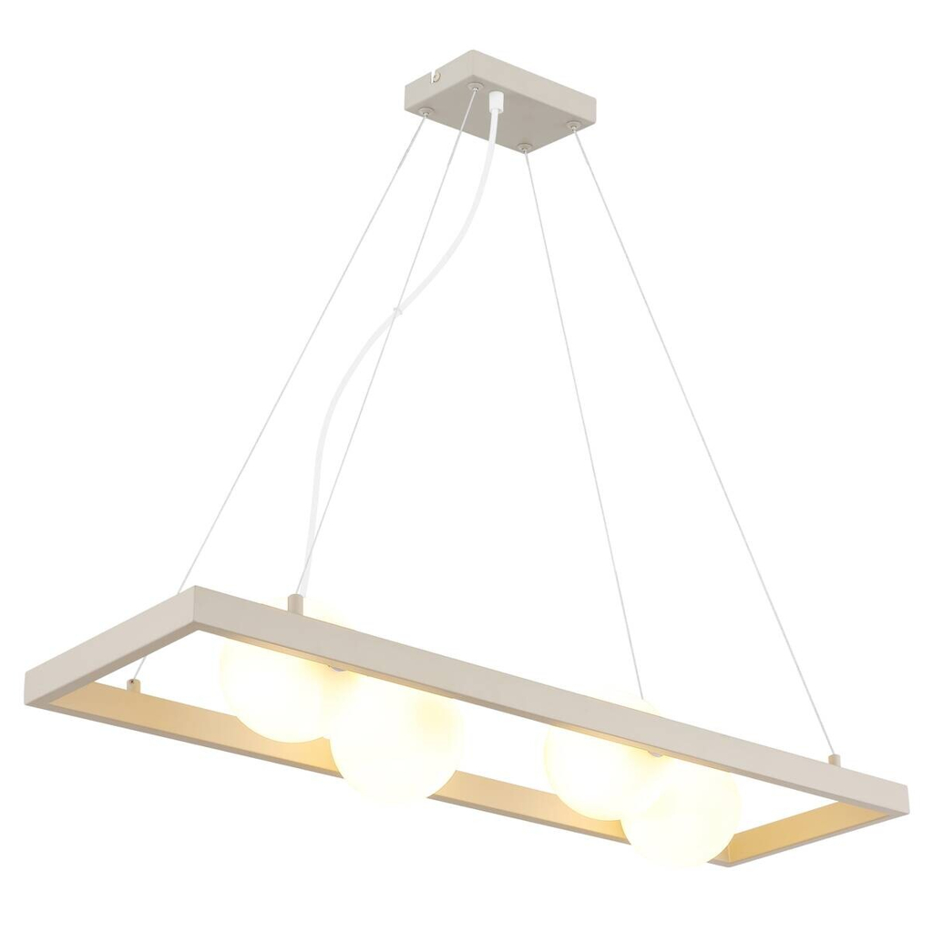GLOBO Pendelleuchte sand Opal Glas Metall B/H/L: ca. 24x150x84 cm G9 4 Brennstellen