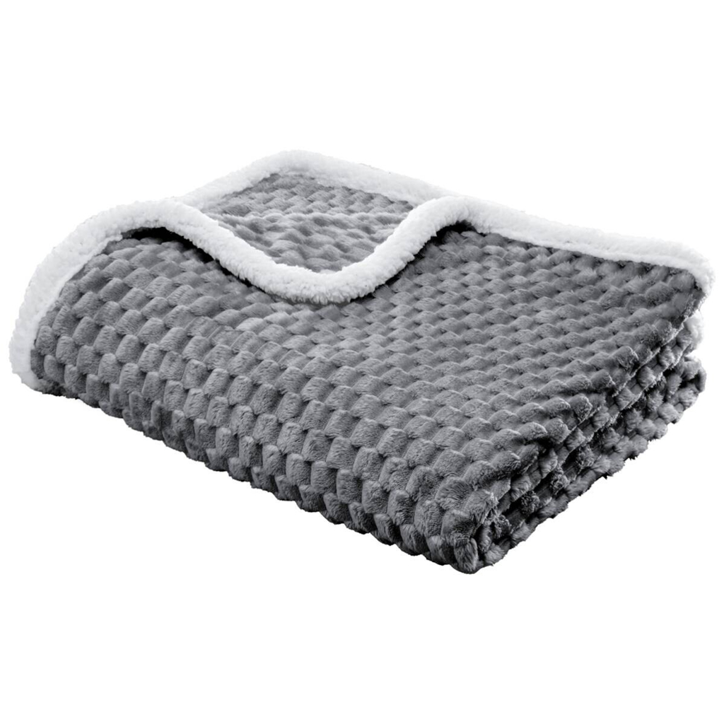 Tagesdecke Wabe Flanell anthrazit Polyester B/L: ca. 200x230 cm