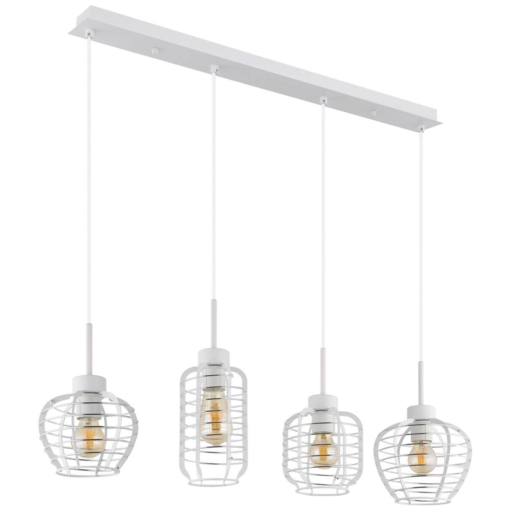 GLOBO Hängeleuchte weiß Chrom Aluminium Metall B/H/L: ca. 37x25,5x86 cm E27 4 Brennstellen