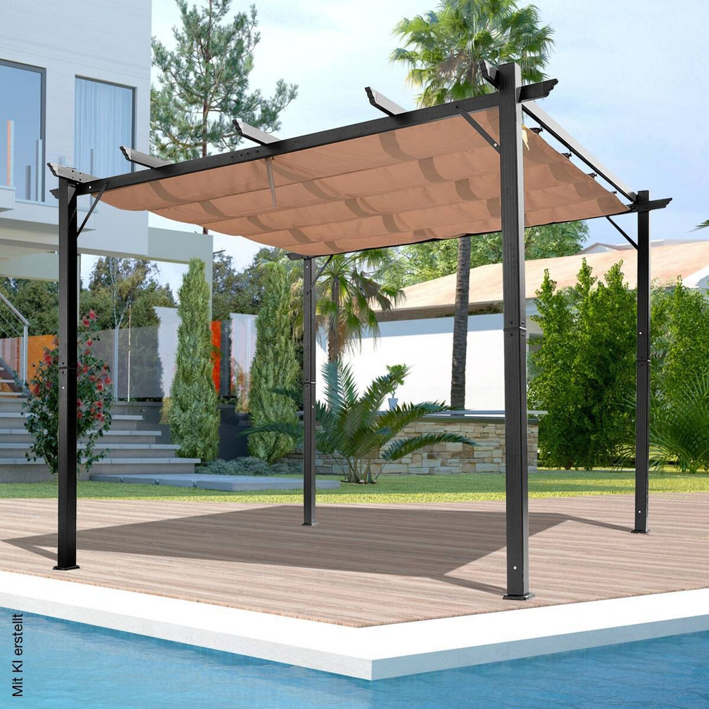 Outsunny Pergola braun Aluminium B/H/L: ca. 400x223x300 cm