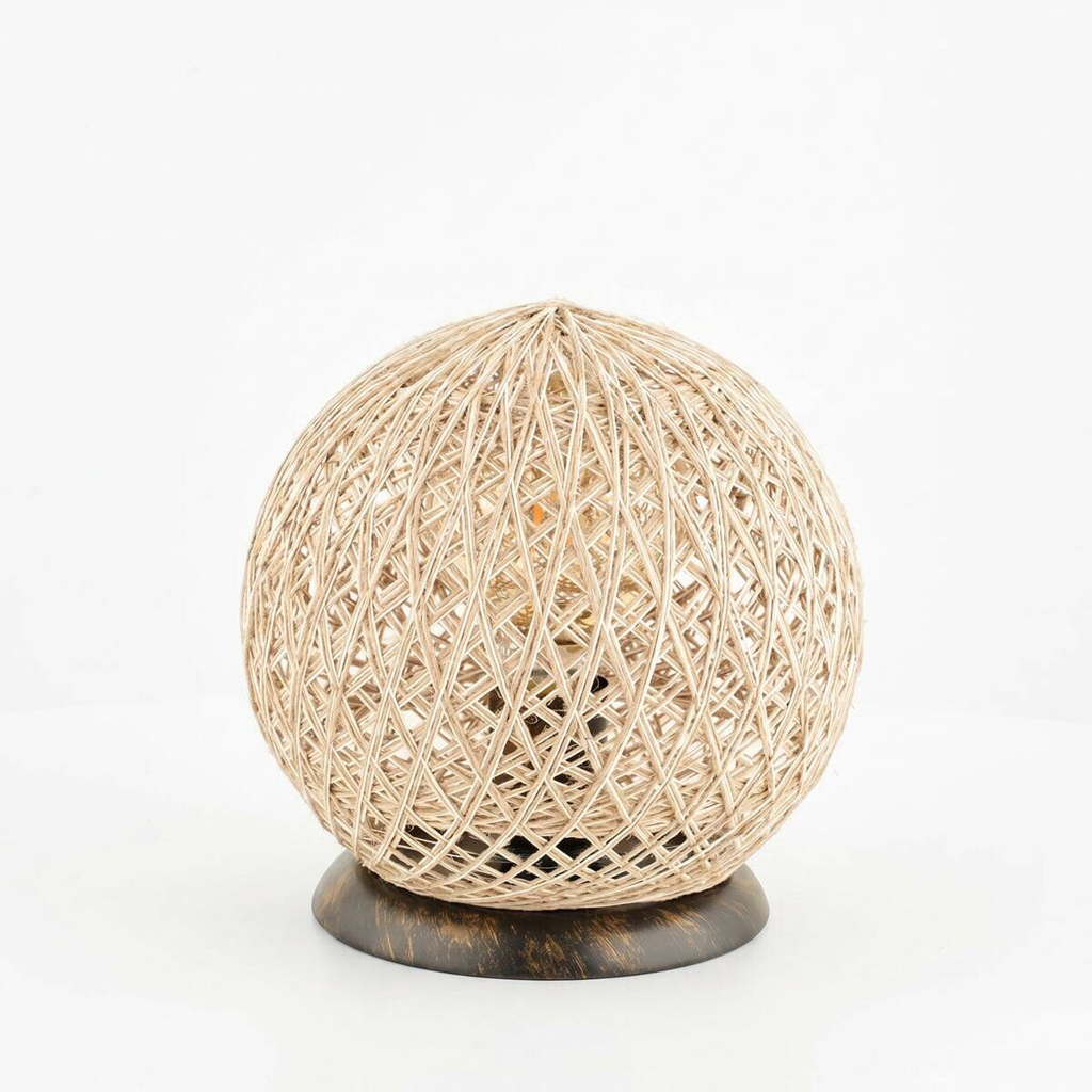 Opviq Tischleuchte beige Faserton B/H/T/L/D: ca. 25x23x25x25x25 cm E27 1 Brennstellen