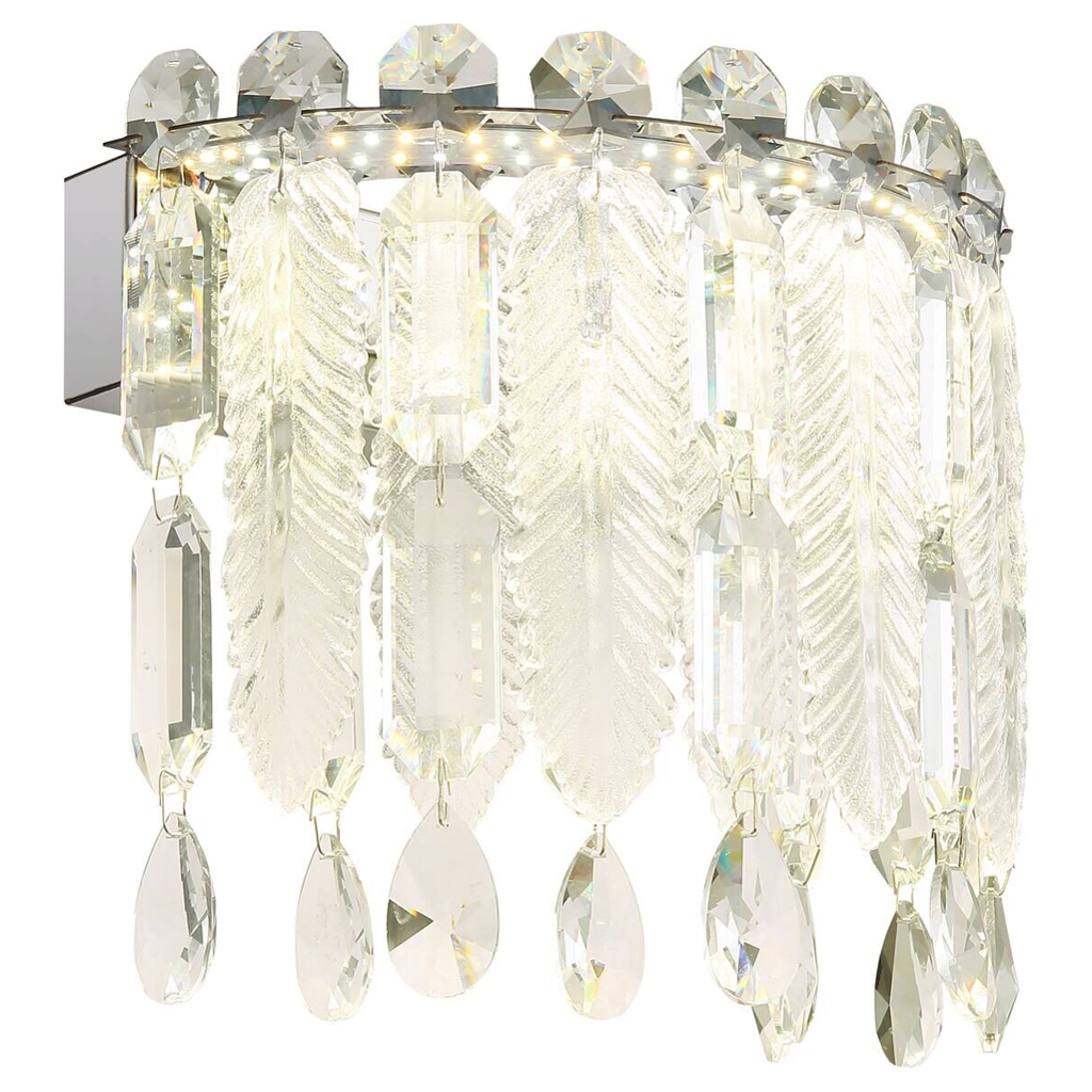 GLOBO LED-Wandleuchte Chrom transparent Glas Metall B/H/T: ca. 28x24,5x17 cm