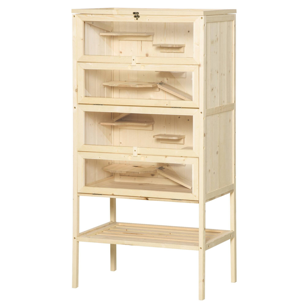 PawHut Kleintierkäfig Holzoptik Stahl B/H/L: ca. 40x120x60 cm