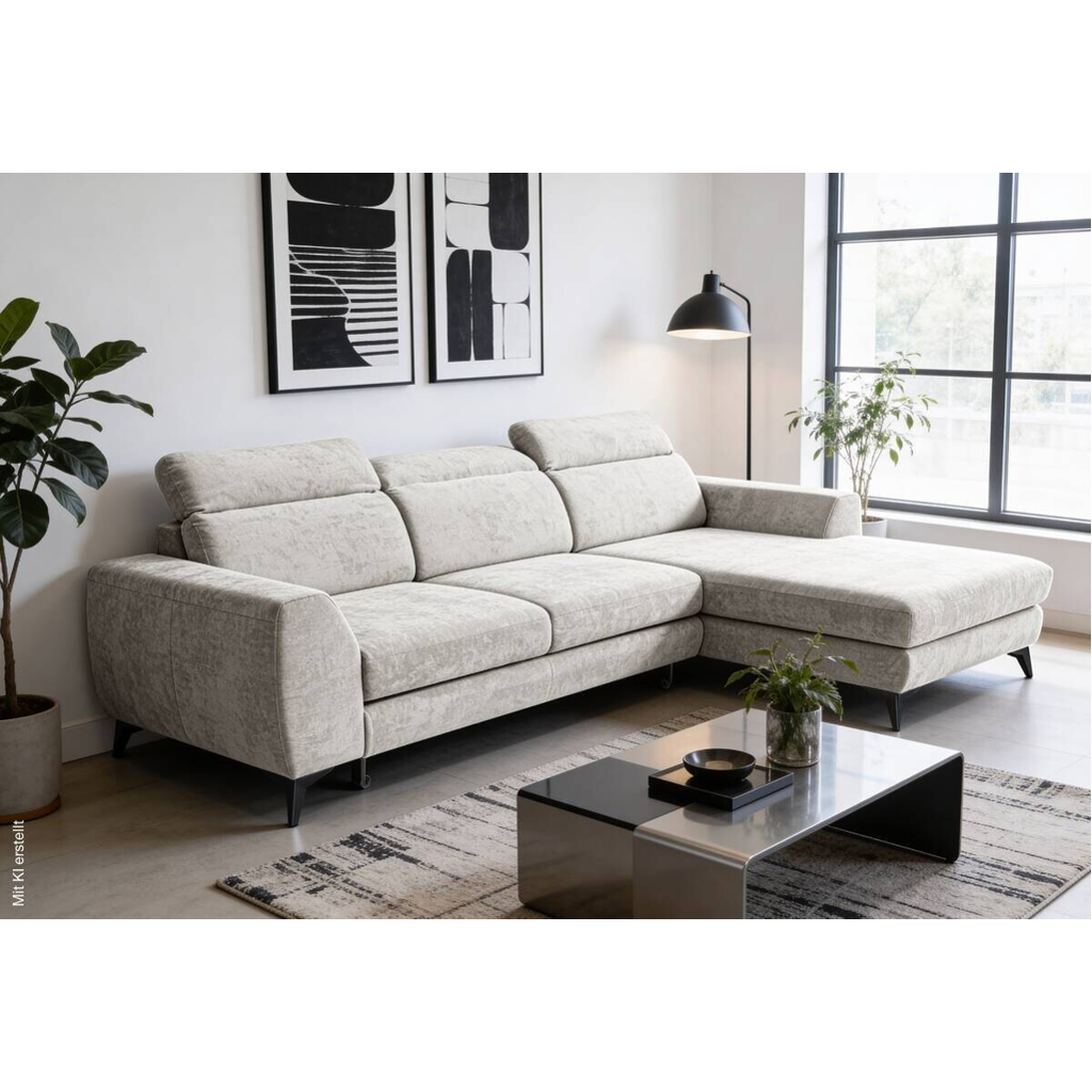 Ecksofa mit Bettfunktion und Bettkasten leinen Microfaser B/T: ca. 264x191 cm