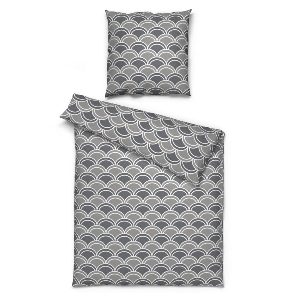 Microfaser Bettwäsche grau Polyester B/L: ca. 135x200 cm