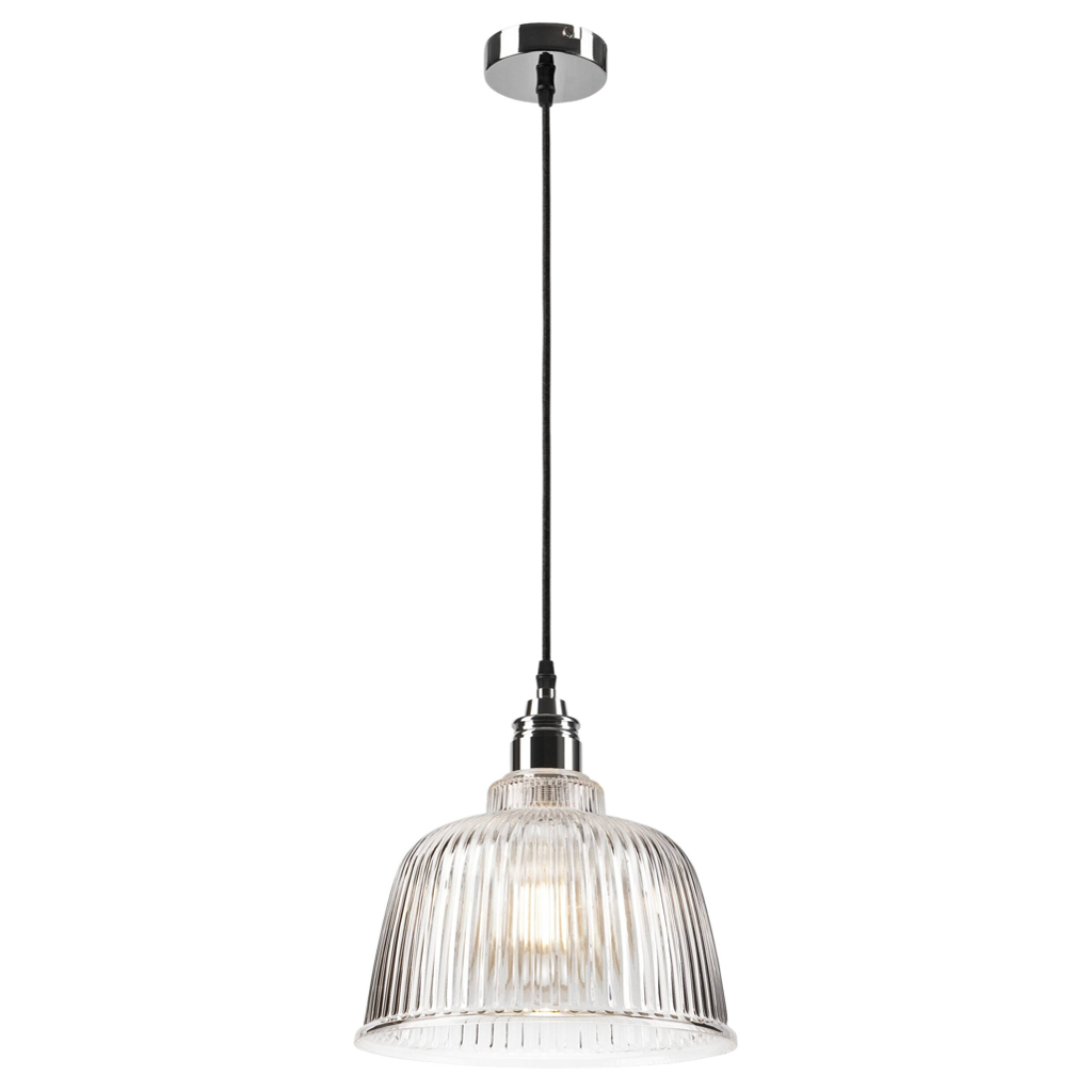 Lamkur Pendelleuchte ASTA 41919 Chrom Glas Stahl H/L: ca. 81x28 cm E27 1 Brennstellen