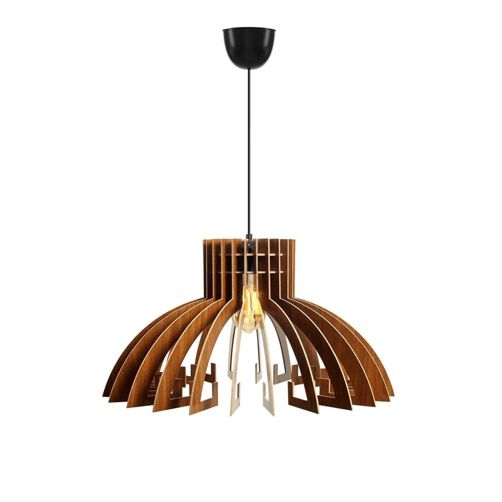 Opviq Pendelleuchte braun MDF B/H/T/L/D: ca. 39x55x39x39x39 cm E27 1 Brennstellen