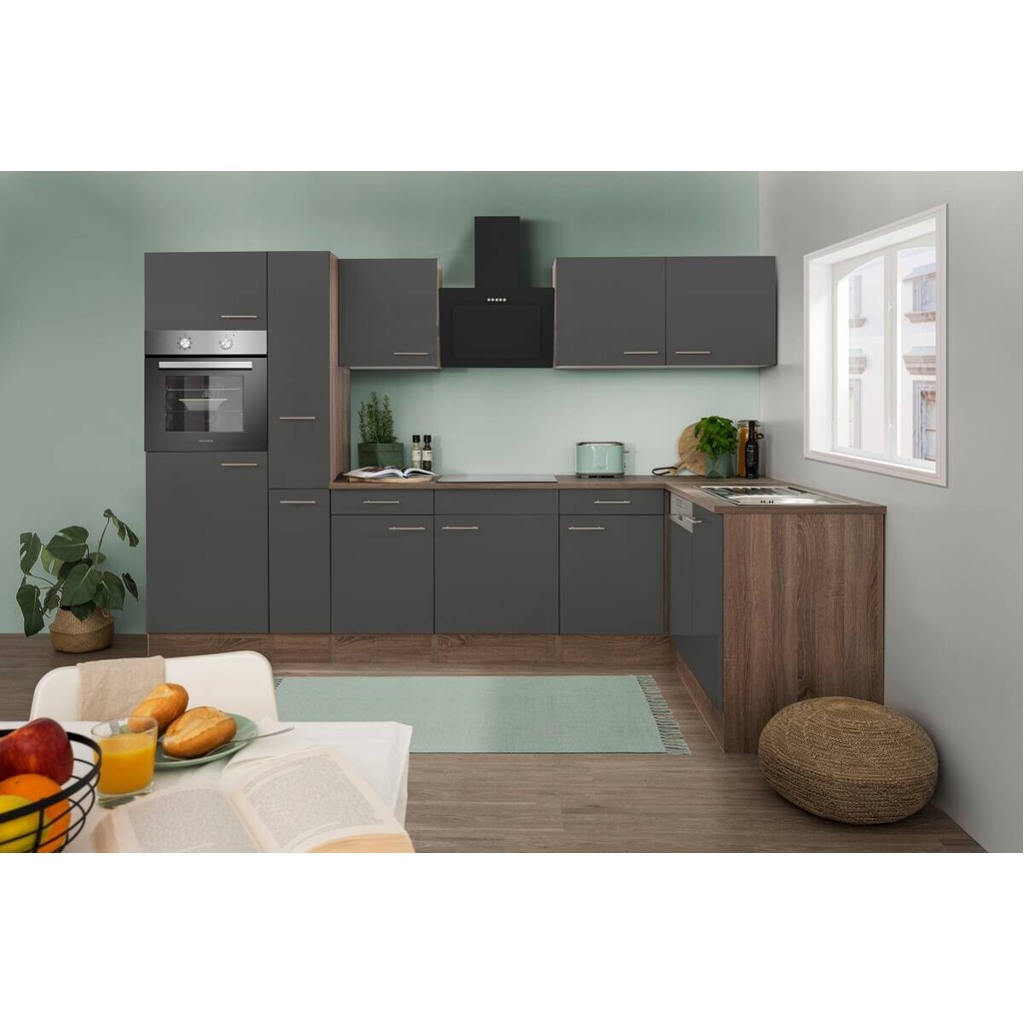Respekta Winkelküche KBL310EYGS grau B/H/T: ca. 310x205x172 cm
