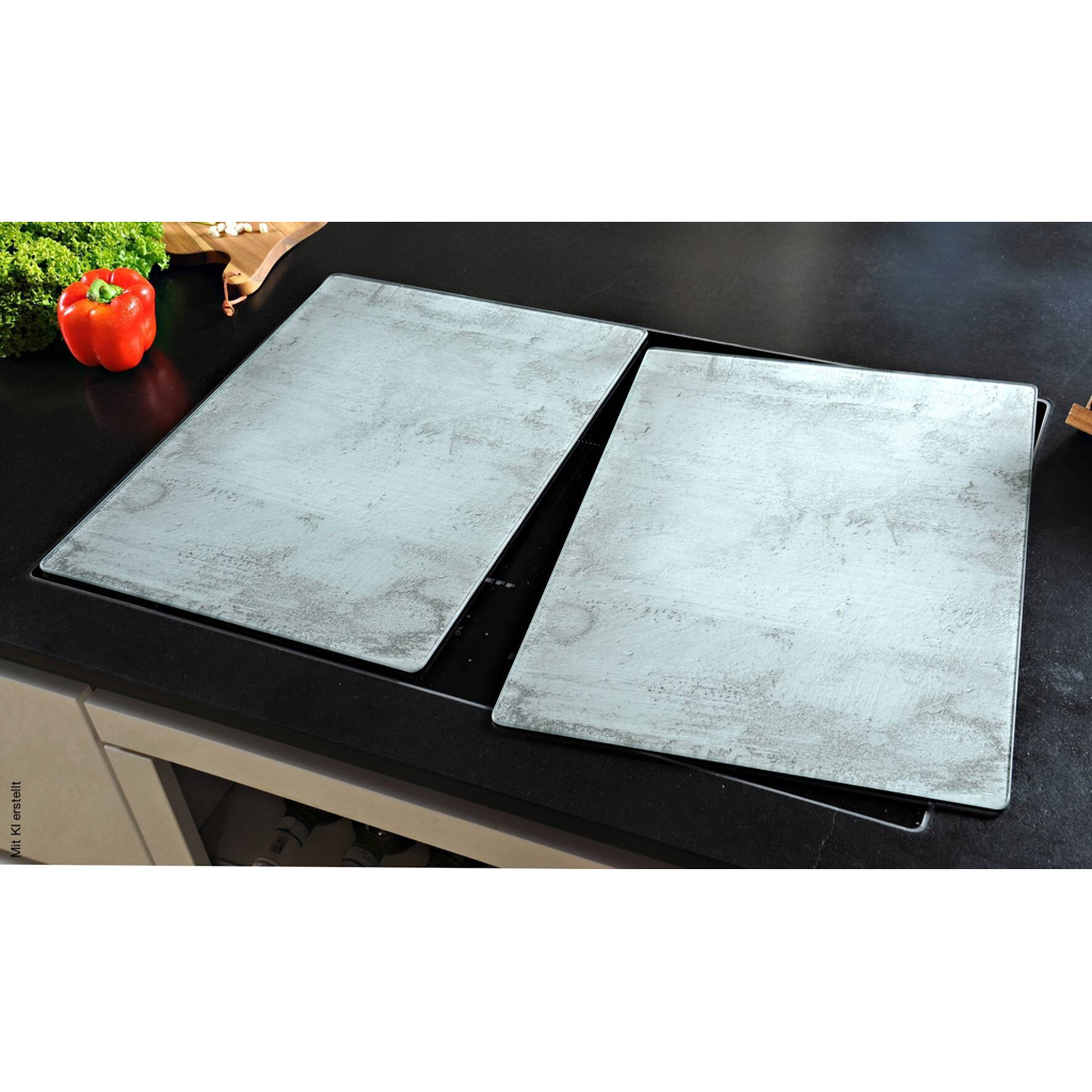 Kesper XL Herdabdeckplatte Beton stein Glas B/H/T: ca. 50x38,5x0,8 cm