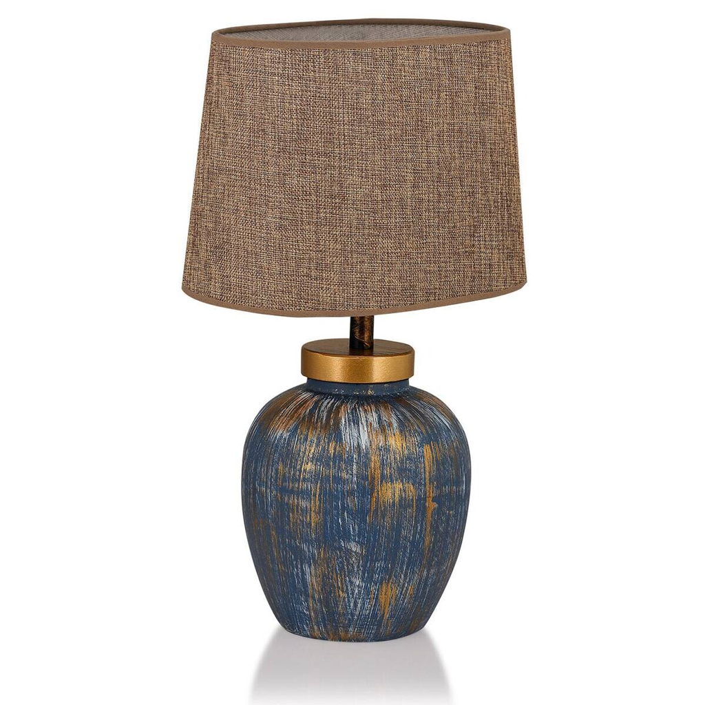 Opviq Tischleuchte TM167 blau braun Keramik B/H/T/L/D: ca. 30x48x30x30x30 cm E27 1 Brennstellen