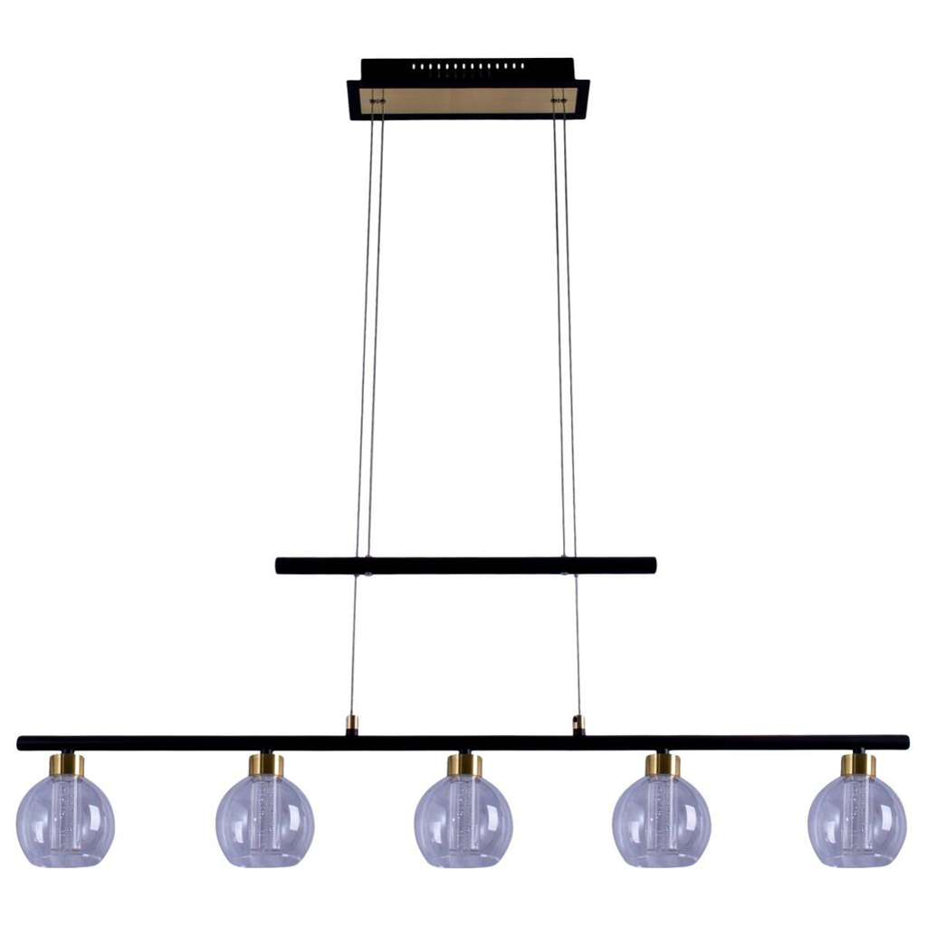 Näve Leuchten Pendelleuchte NV7093222 schwarz Glas Metall B/H/T: ca. 10x150x90 cm 5 Brennstellen