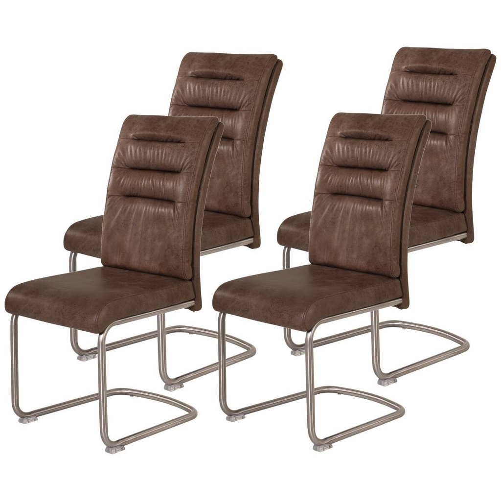Schwingstuhl Paula 4er Set braun Schlamm Microfaser B/H/T: ca. 45x102x65 cm