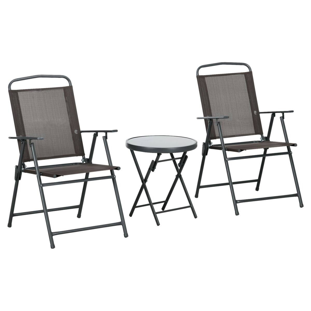 Outsunny Gartenmöbel-Set braun Netzstoff B/H/L: ca. 64x93x53,5 cm