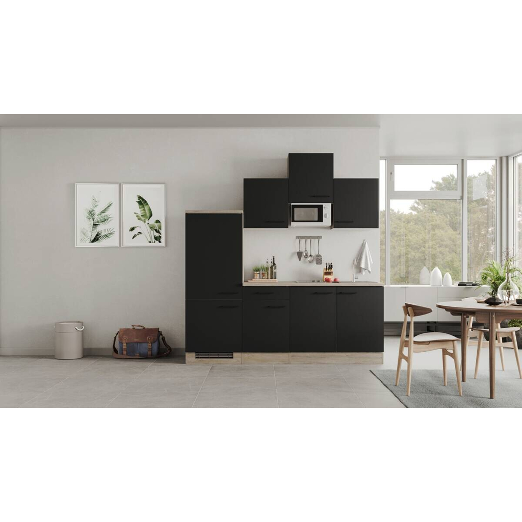 Küchenblock Capri schwarz matt B/H/T: ca. 210x226x60 cm