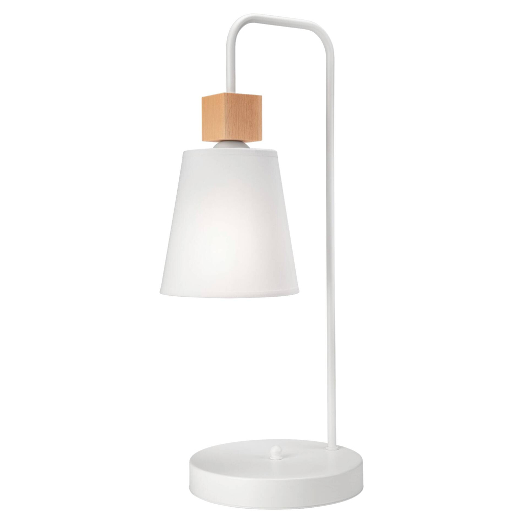 Lamkur Tischlampe weiß Holz Stahl B/H/L: ca. 25x30x70 cm E27 1 Brennstellen