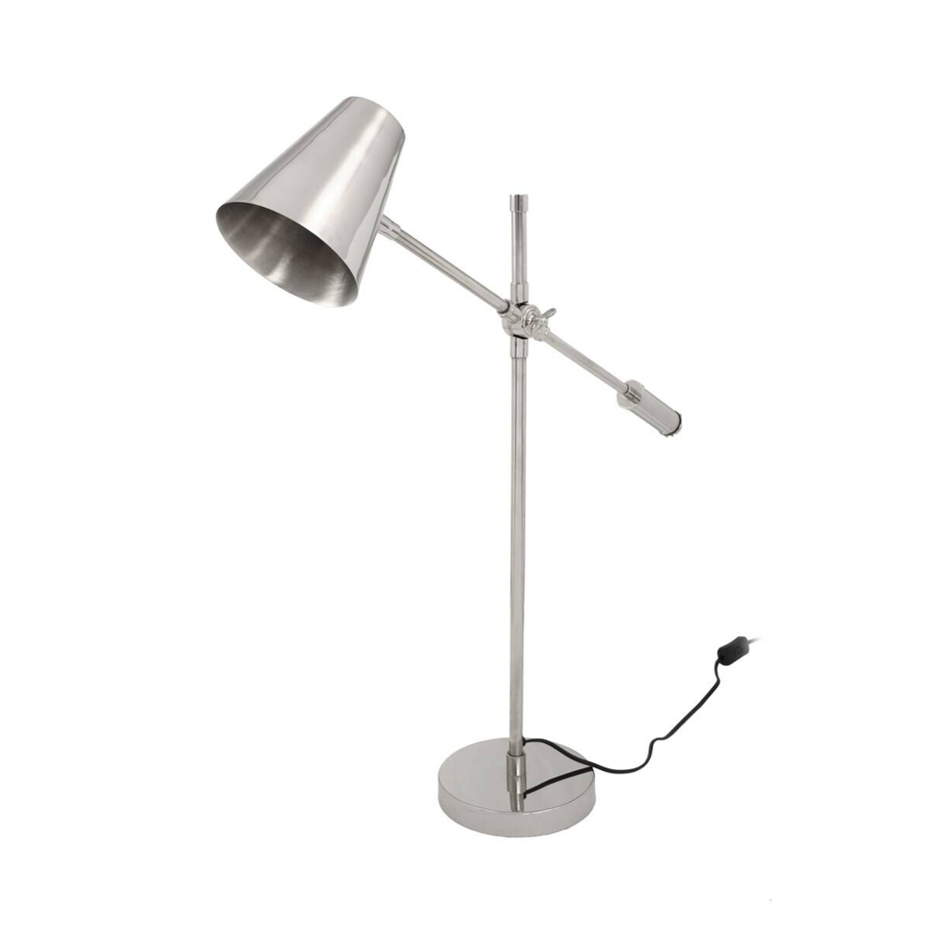 Kayoom Tischleuchte silber Stahl Eisen Messing B/H/L: ca. 18x74x68 cm E27 1 Brennstellen