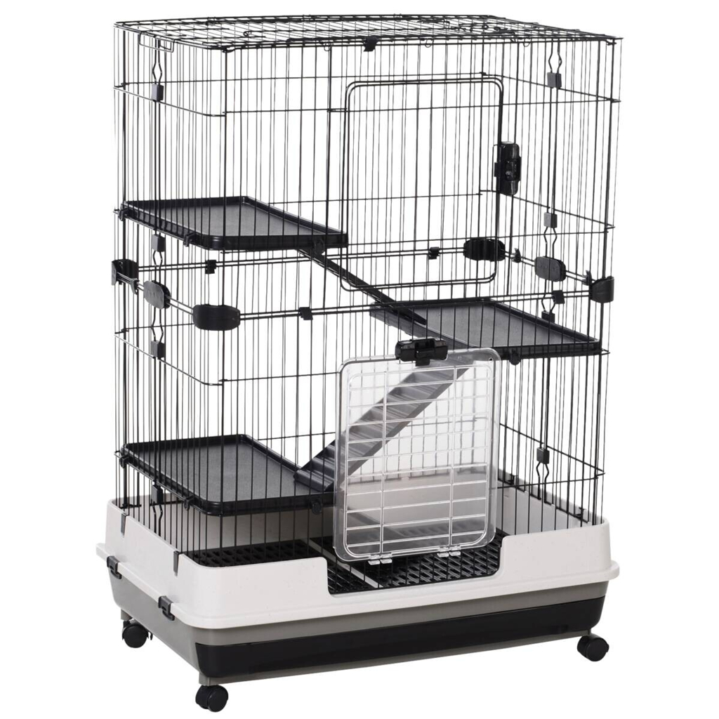PawHut Kleintierkäfig schwarz Polypropylen B/H/L: ca. 52,7x110x81,2 cm
