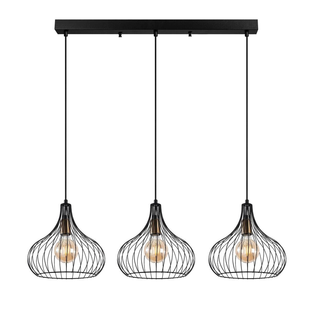 Opviq Pendelleuchte Teldamla-11910 schwarz B/H/T/L: ca. 76x120x22x76 cm E27 3 Brennstellen