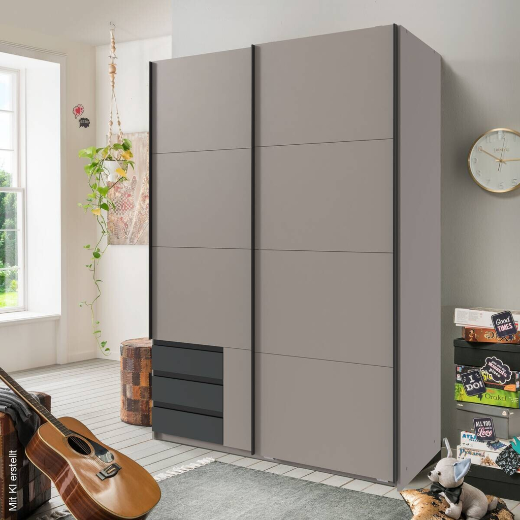 Schwebetürenschrank Bahamas Sahara grau B/H/T: ca. 135x198x65 cm