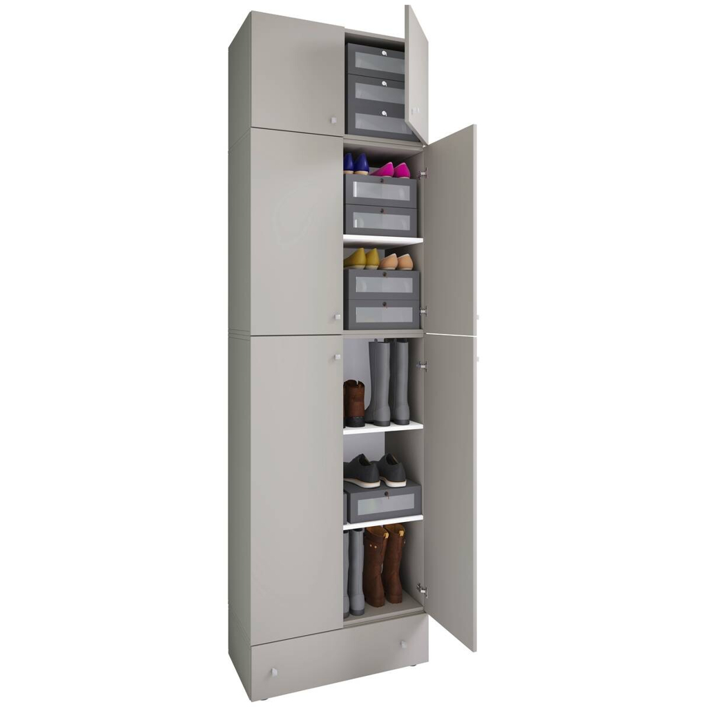Schuhschrank Lona grau weiß B/H/T: ca. 70x240x39 cm