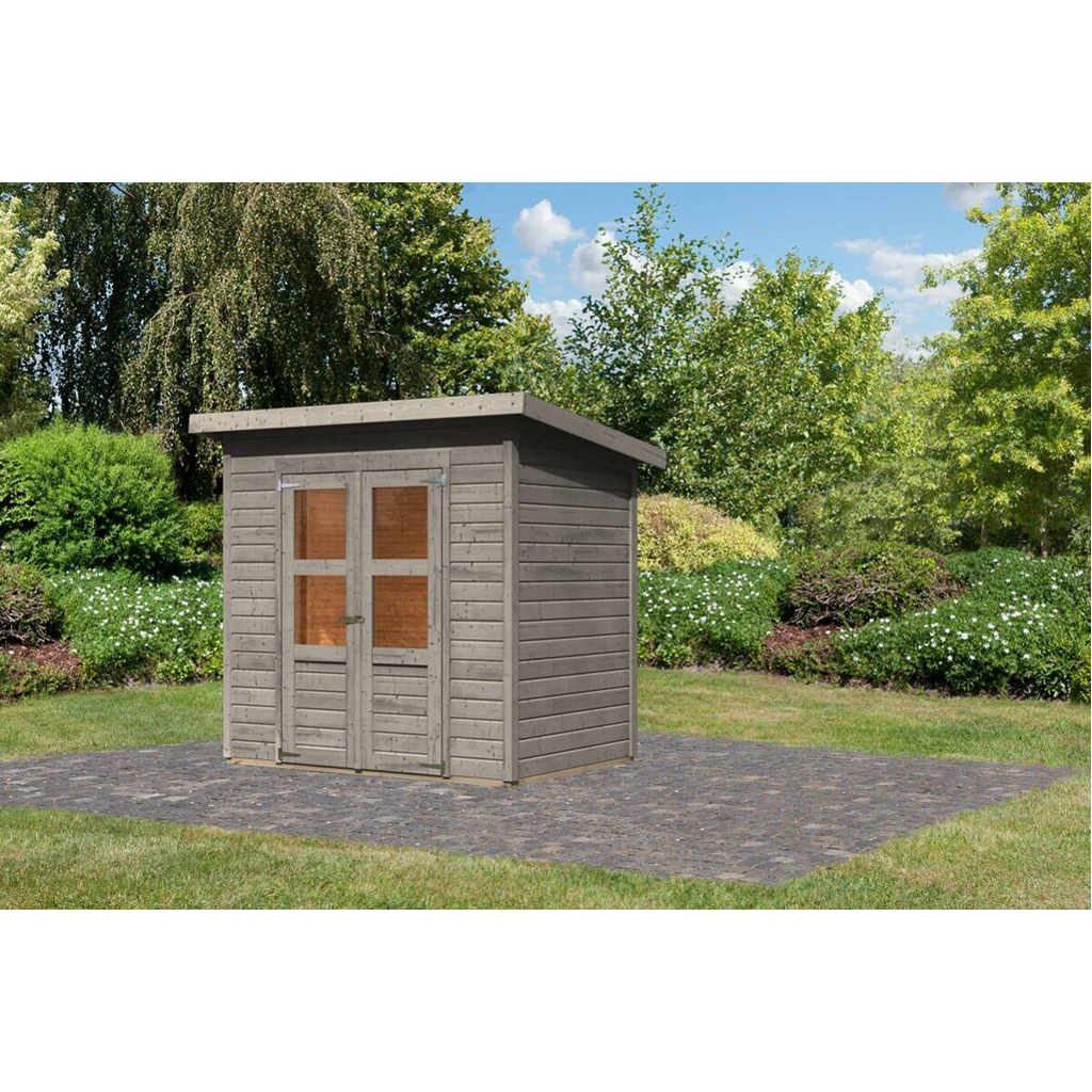 Karibu Gartenhaus Tony 0,5 grau B/H/T: ca. 212x219x154 cm