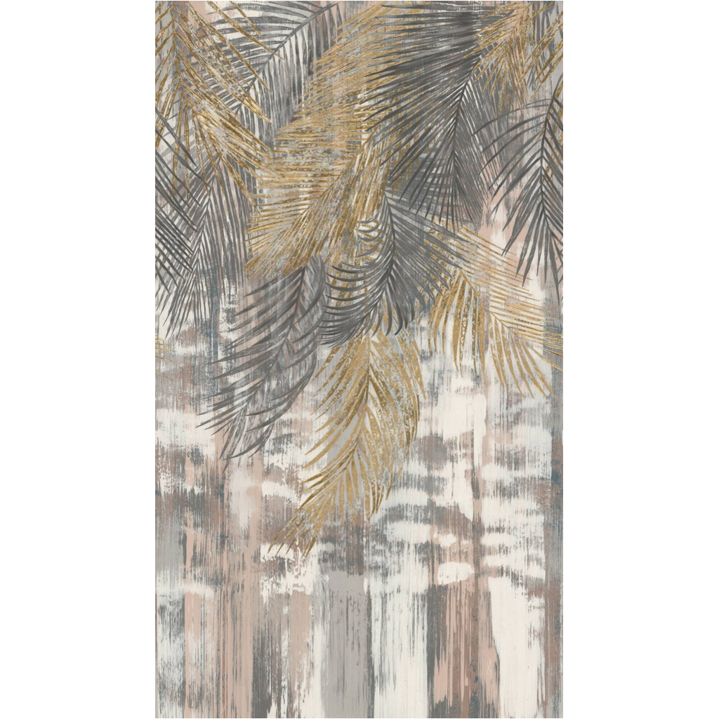 Livingwalls Fototapete Palmenblätter grau beige gold B/L: ca. 280x159 cm