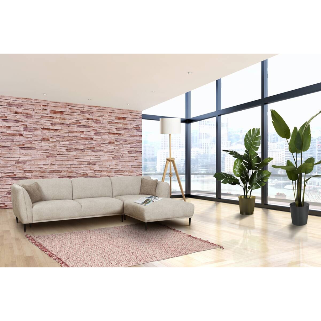 Ecksofa creme Microfaser B/H/T: ca. 293x95x178 cm