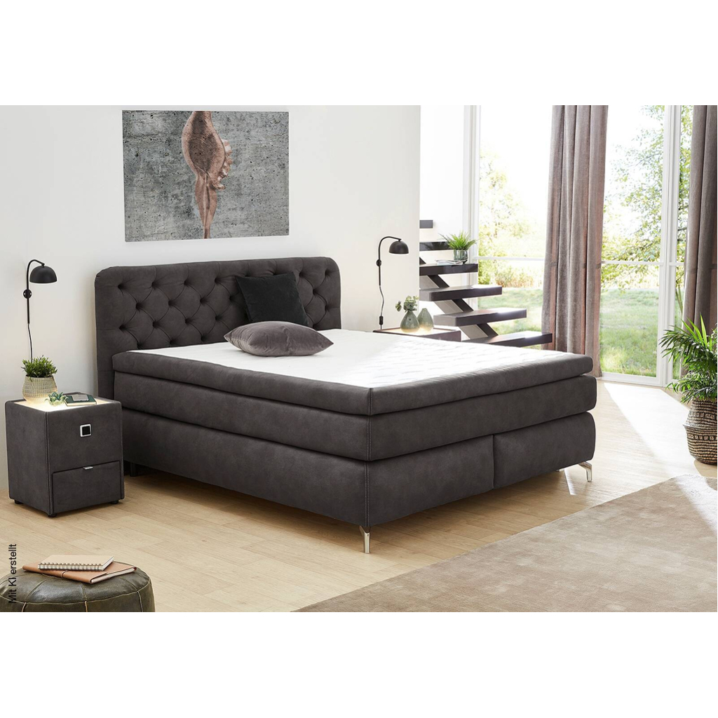 Boxspringbett anthrazit Liegefläche B/L: ca. 180x200 cm
