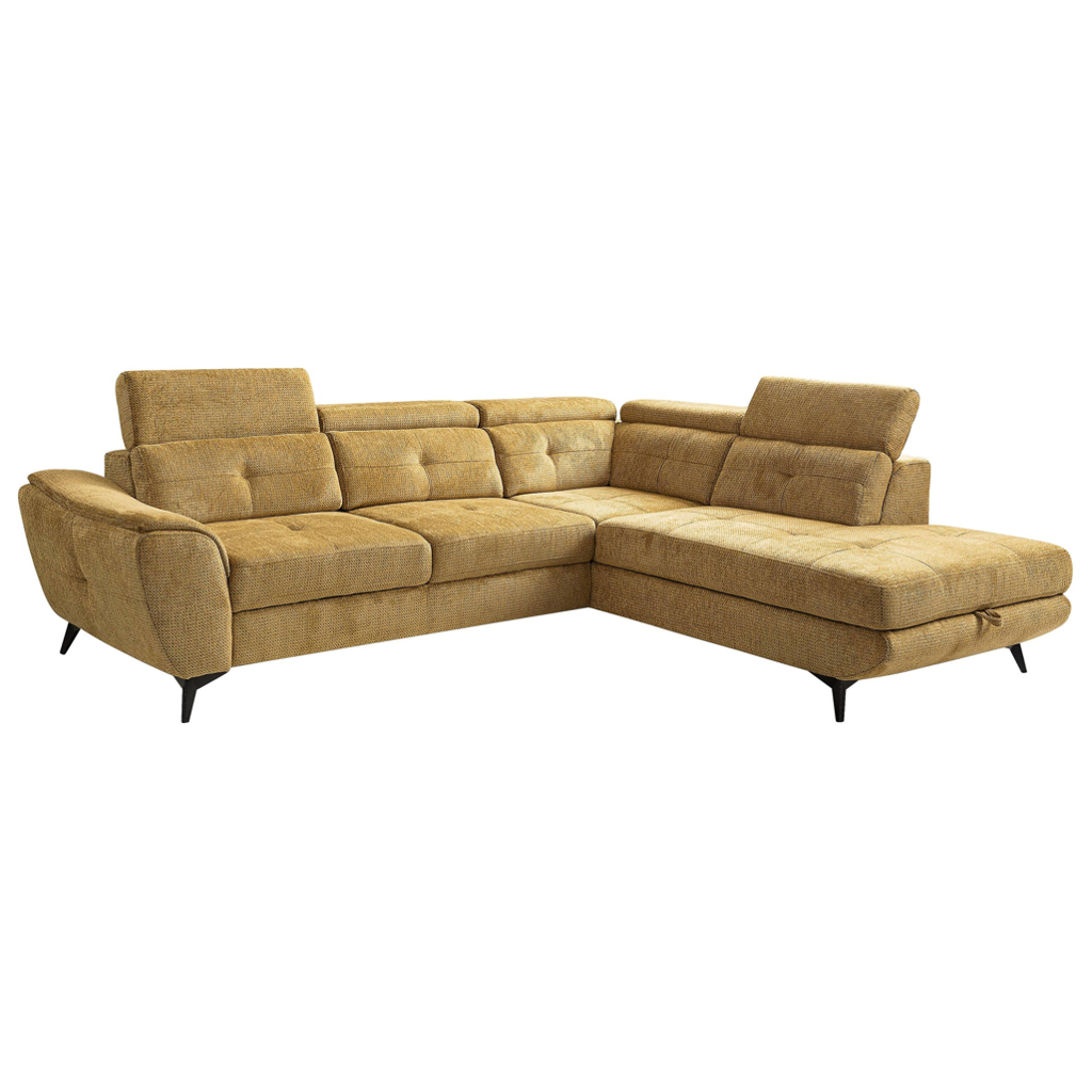Ecksofa mit Bettfunktion und Bettkasten senf Microfaser B/H/T: ca. 274x82x231 cm