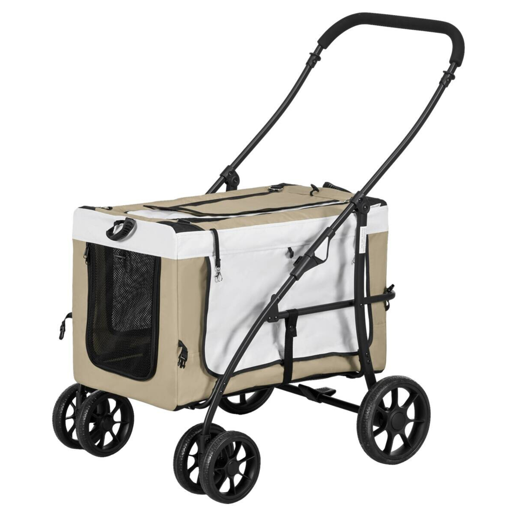 PawHut Hundewagen khaki Stahl B/H/L: ca. 58x97,5x81 cm