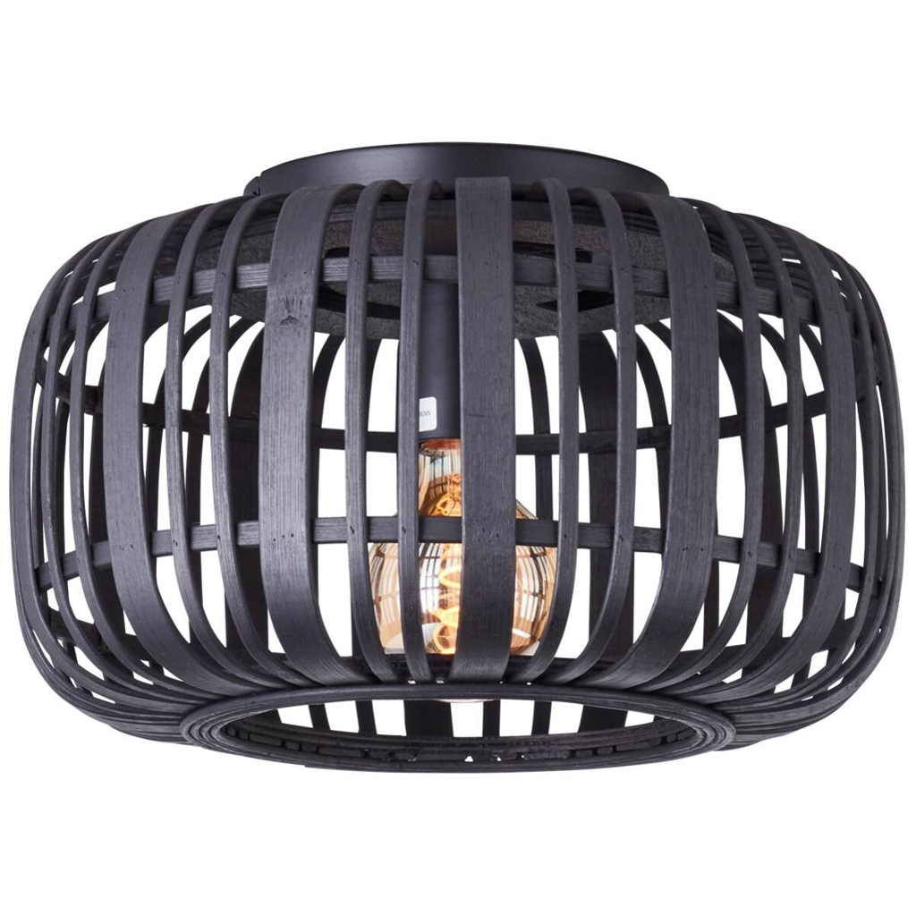 Brilliant Deckenleuchte Woodrow 99498/76 schwarz natur Metall Bambus B/H/T/D: ca. 32x22x32x32 cm E27 1 Brennstellen