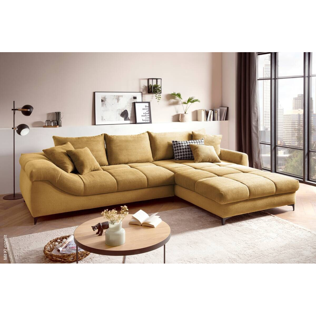 Ecksofa curry Microfaser B/H/T: ca. 332x96x227 cm