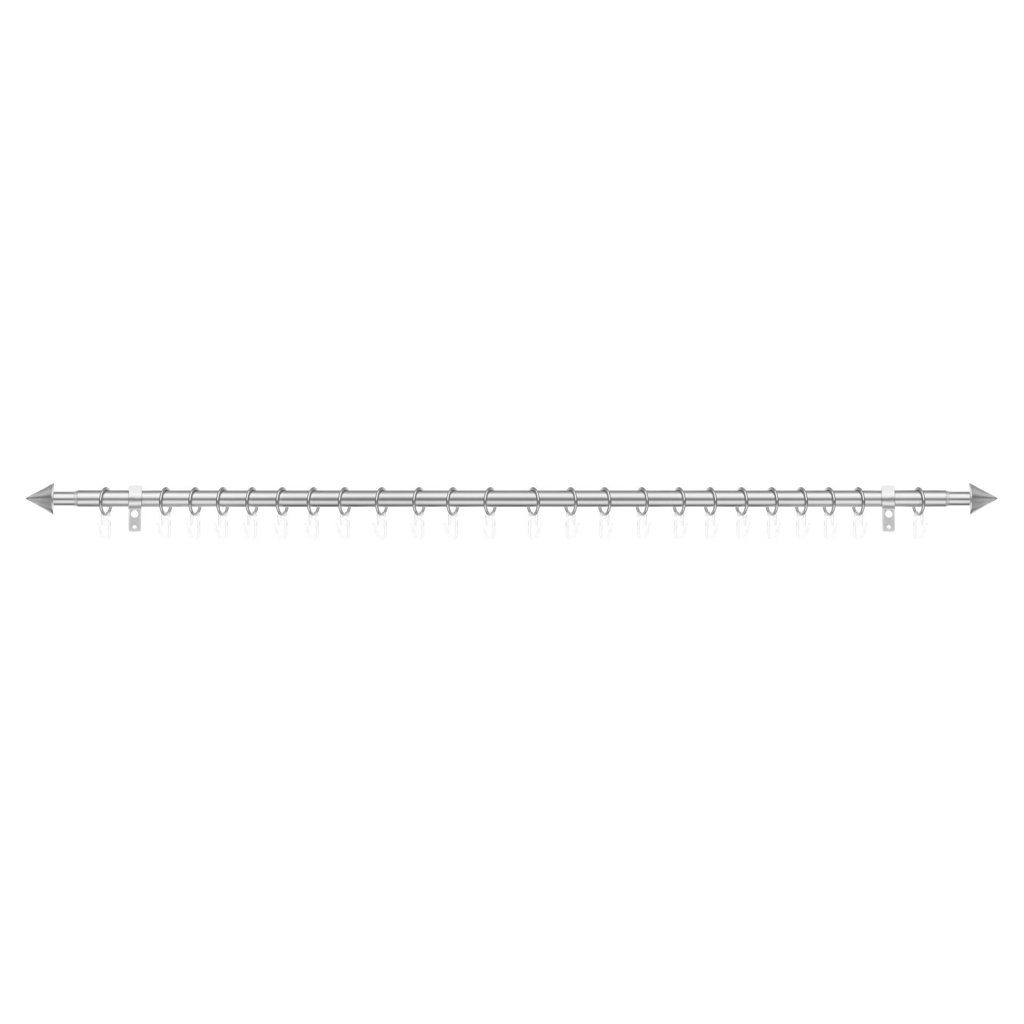 LICHTBLICK Gardinenstange Kegel Chrom Metall D: ca. 2 cm ausziehbar von ca. 130 bis 240 cm 1.0 Läufe